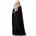 Double layered kaftan abaya with piping at border- Black Double layered kaftan abaya with piping at border- Black